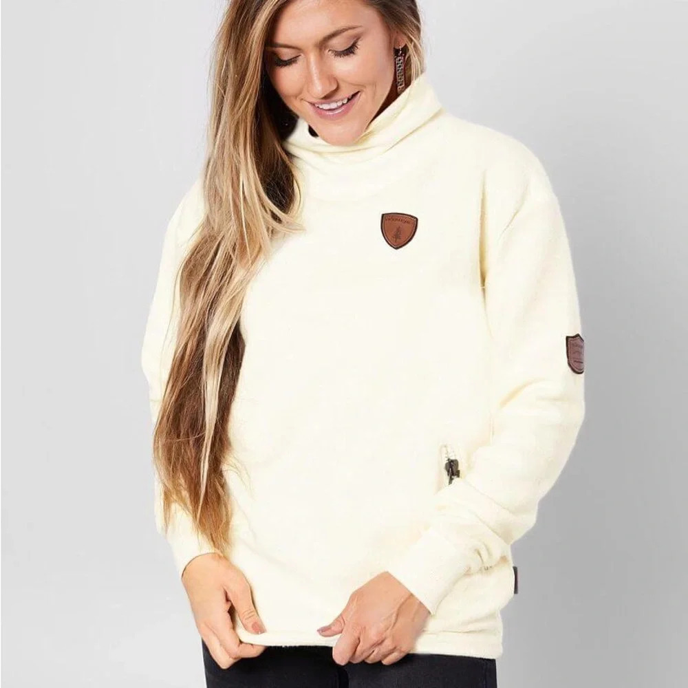 Wanakome Women’s Kimberly Cowl Neck Sweatshirt Longsleeve in Oatmeal S